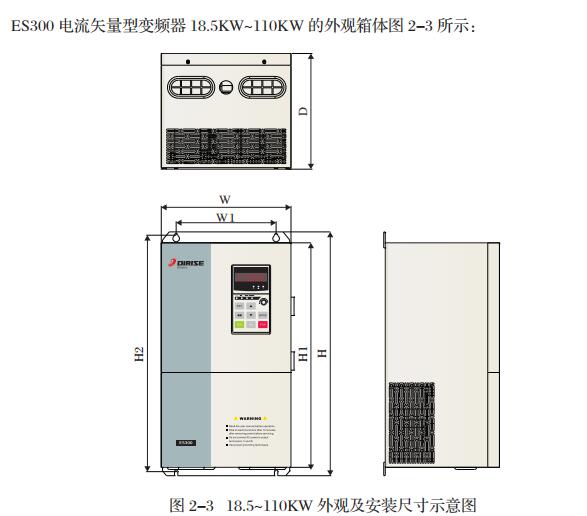 ES300变频器的外形尺寸